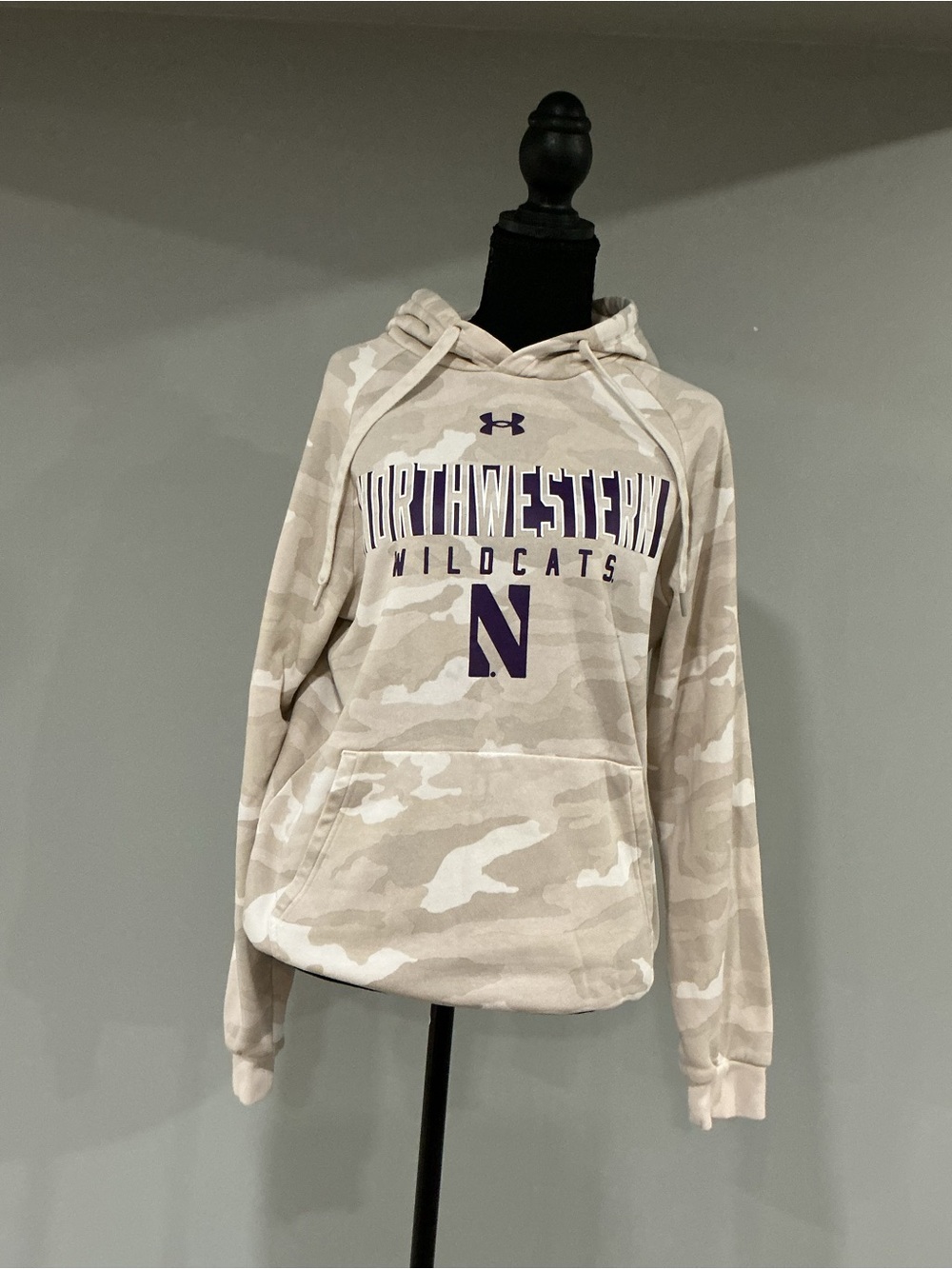 Under Armour Northwestern Wildcats Beige Camo Hoodie with Purple Logo